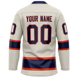 Custom Cream Navy Solid Colour Hockey Jersey