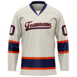 Custom Cream Navy Solid Colour Hockey Jersey