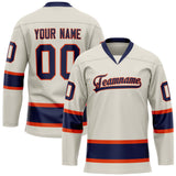 Custom Cream Navy Solid Colour Hockey Jersey