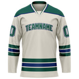 Custom Cream Kelly Green Solid Colour Hockey Jersey