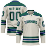 Custom Cream Kelly Green Solid Colour Hockey Jersey