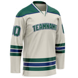 Custom Cream Kelly Green Solid Colour Hockey Jersey