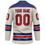 Custom Cream Navy Solid Colour Hockey Jersey