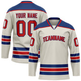 Custom Cream Navy Solid Colour Hockey Jersey