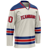 Custom Cream Navy Solid Colour Hockey Jersey