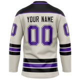 Custom Cream Purple Solid Colour Hockey Jersey