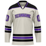 Custom Cream Purple Solid Colour Hockey Jersey