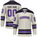 Custom Cream Purple Solid Colour Hockey Jersey