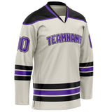 Custom Cream Purple Solid Colour Hockey Jersey