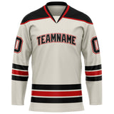 Custom Cream Black Solid Colour Hockey Jersey