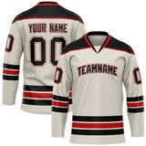 Custom Cream Black Solid Colour Hockey Jersey