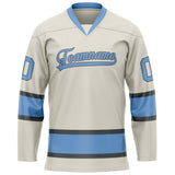 Custom Cream Light Blue Solid Colour Hockey Jersey