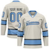 Custom Cream Light Blue Solid Colour Hockey Jersey