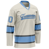 Custom Cream Light Blue Solid Colour Hockey Jersey