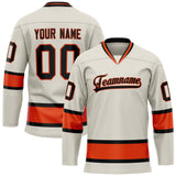 Custom Cream Red Solid Colour Hockey Jersey