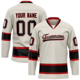 Custom Cream Black Solid Colour Hockey Jersey