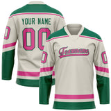 Custom Cream Kelly Green Solid Colour Hockey Jersey