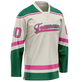 Custom Cream Kelly Green Solid Colour Hockey Jersey