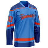 Custom Electric Blue Red Solid Colour Hockey Jersey