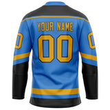 Custom Electric Blue Gold Solid Colour Hockey Jersey