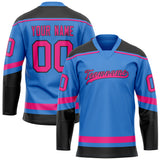 Custom Electric Blue Pink Solid Colour Hockey Jersey