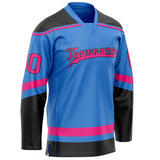 Custom Electric Blue Pink Solid Colour Hockey Jersey