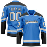 Custom Electric Blue Gray Solid Colour Hockey Jersey