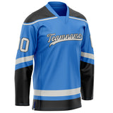 Custom Electric Blue Gray Solid Colour Hockey Jersey