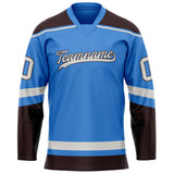 Custom Electric Blue Brown Solid Colour Hockey Jersey