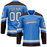 Custom Electric Blue Brown Solid Colour Hockey Jersey