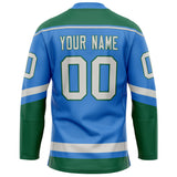 Custom Electric Blue Kelly Green Solid Colour Hockey Jersey