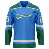 Custom Electric Blue Kelly Green Solid Colour Hockey Jersey