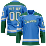 Custom Electric Blue Kelly Green Solid Colour Hockey Jersey