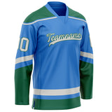 Custom Electric Blue Kelly Green Solid Colour Hockey Jersey