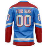 Custom Electric Blue Red Solid Colour Hockey Jersey