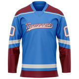 Custom Electric Blue Crimson Solid Colour Hockey Jersey