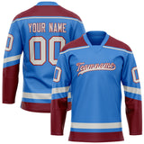 Custom Electric Blue Crimson Solid Colour Hockey Jersey