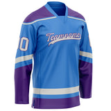 Custom Electric Blue Purple Solid Colour Hockey Jersey