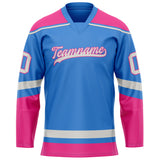 Custom Electric Blue Pink Solid Colour Hockey Jersey