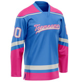 Custom Electric Blue Pink Solid Colour Hockey Jersey