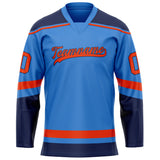 Custom Electric Blue Red Solid Colour Hockey Jersey