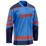 Custom Electric Blue Red Solid Colour Hockey Jersey