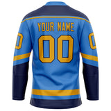 Custom Electric Blue Gold Solid Colour Hockey Jersey