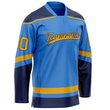 Custom Electric Blue Gold Solid Colour Hockey Jersey