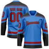 Custom Electric Blue Crimson Solid Colour Hockey Jersey