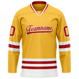 Custom Gold Red Solid Colour Hockey Jersey