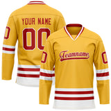 Custom Gold Red Solid Colour Hockey Jersey