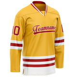 Custom Gold Red Solid Colour Hockey Jersey