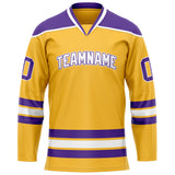 Custom Gold Purple Solid Colour Hockey Jersey