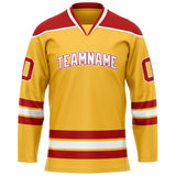 Custom Gold Red Solid Colour Hockey Jersey